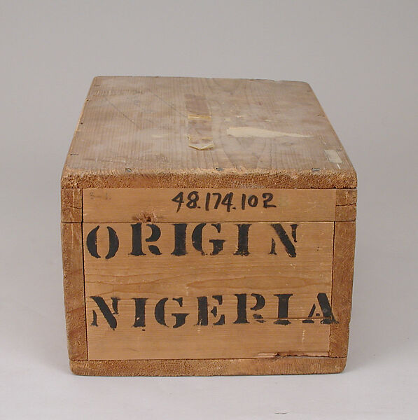 Chess set, Limba wood, goatskin, cotton, Nigerian