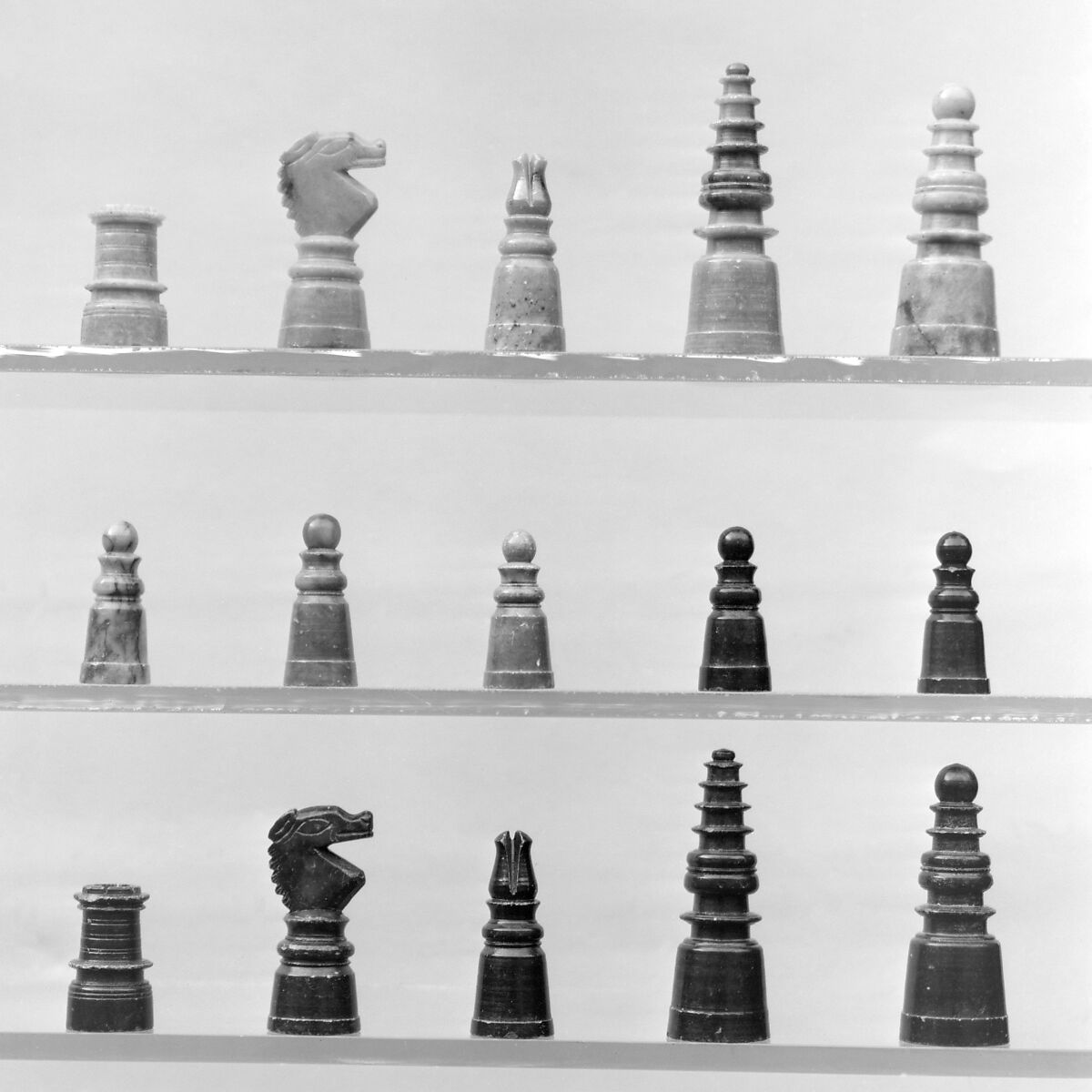 Chessmen (32), Soapstone, Indian 