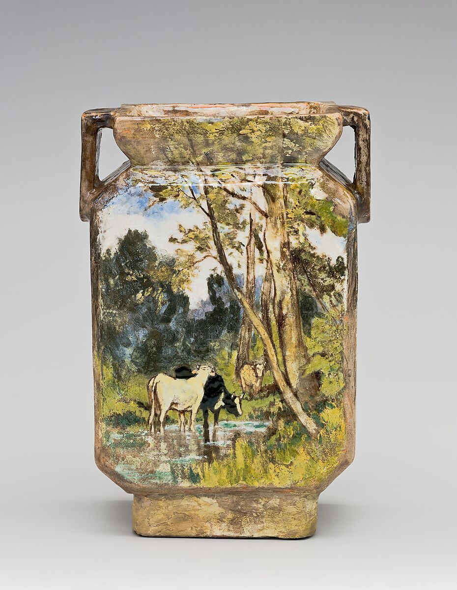 Vase, Charles Volkmar (American, Baltimore, Maryland 1841–1914 Metuchen, New Jersey), Earthenware, American 