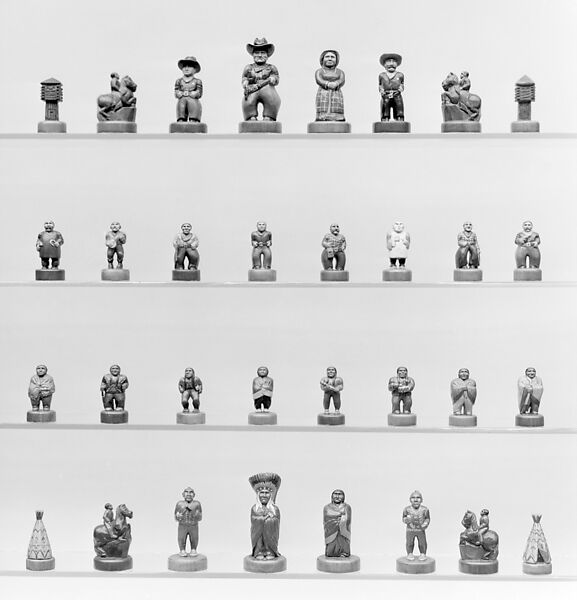 Chessmen (32), Robert Leach, Wood, American, probably Chicago, Illinois 