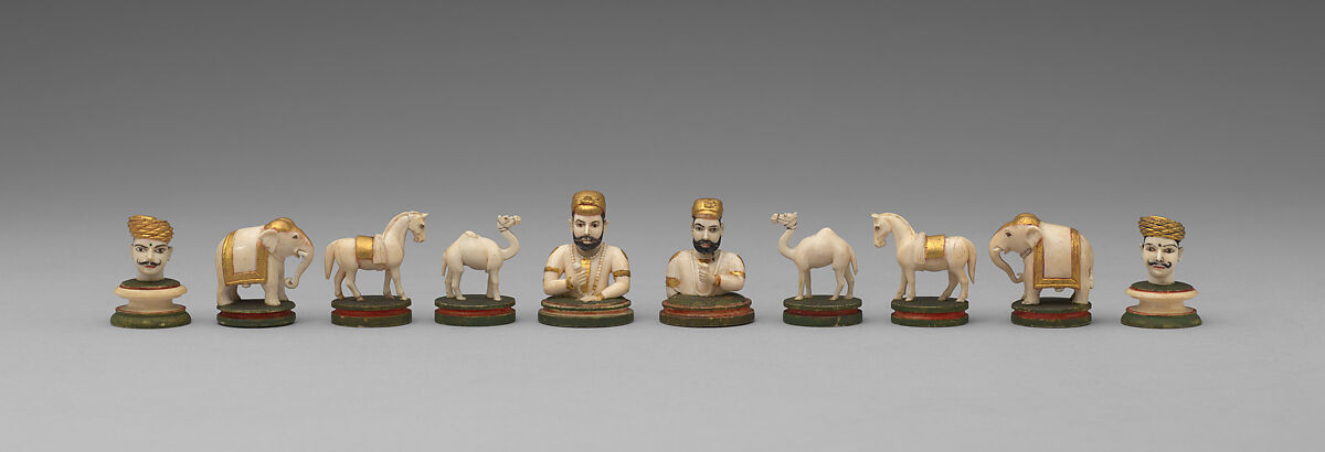 Chessmen (32), Ivory, Indian, possibly Jaipur
