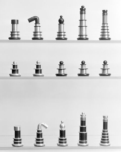 Chessmen (32), Oliver Parker, Aluminum, bakelite, American, Long Island 