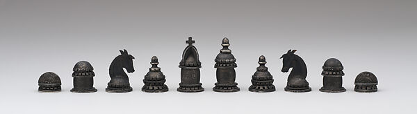 Chessmen (32) made from German coins and six loose coins, Aluminum, German