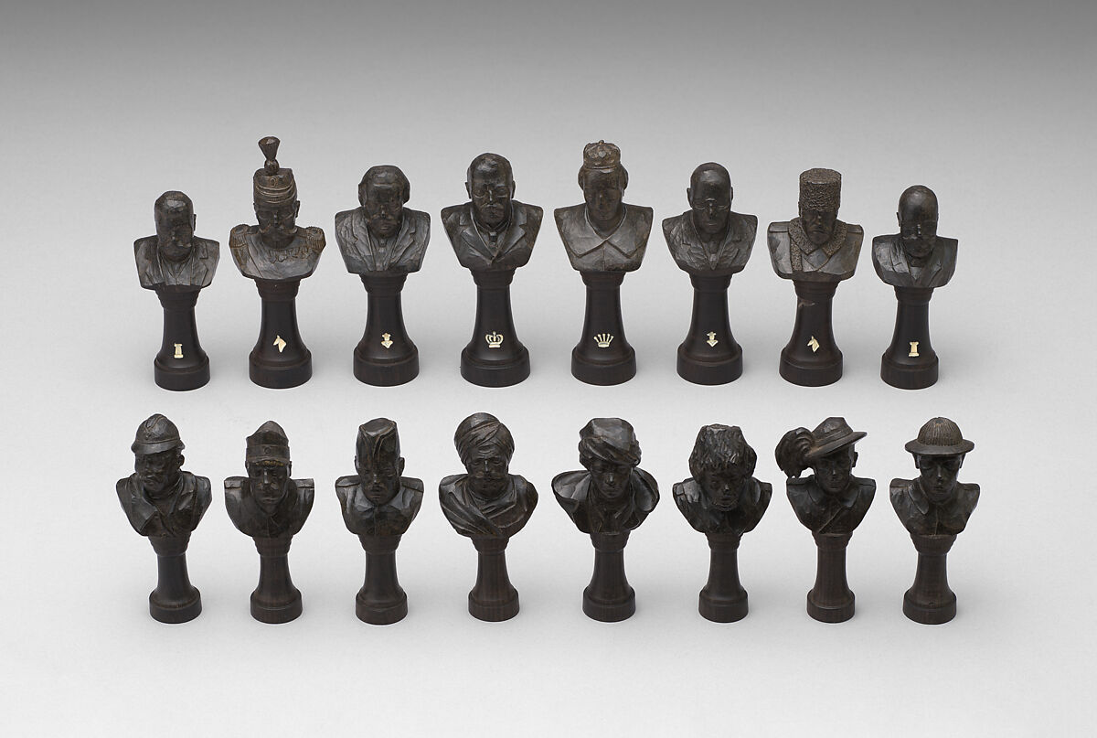 Chess set, Max Nicholas Niemeier (German, 1876–after 1930), Pear wood, German
