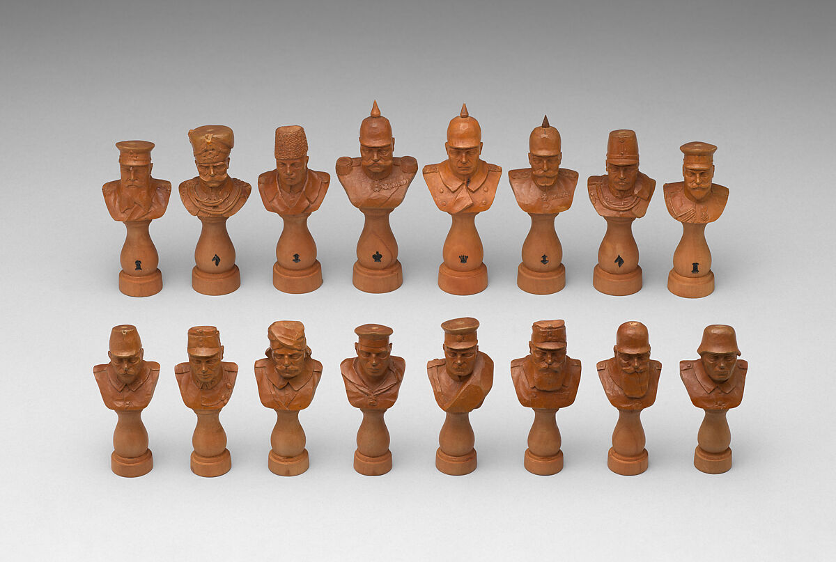 Chess set, Max Nicholas Niemeier (German, 1876–after 1930), Pear wood, German