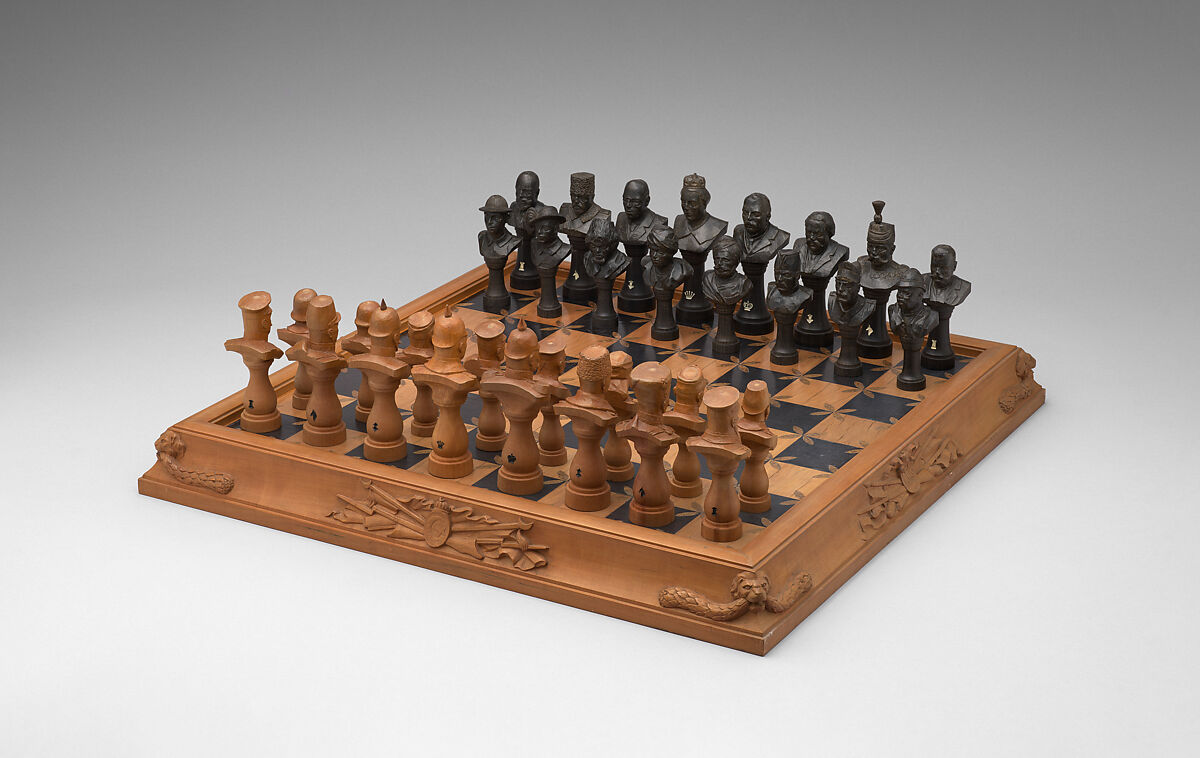 Chess set, Max Nicholas Niemeier (German, 1876–after 1930), Pear wood, German
