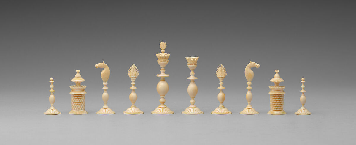 Chessmen (32), Ivory and whalebone, probably Indian, Madras Presidency 