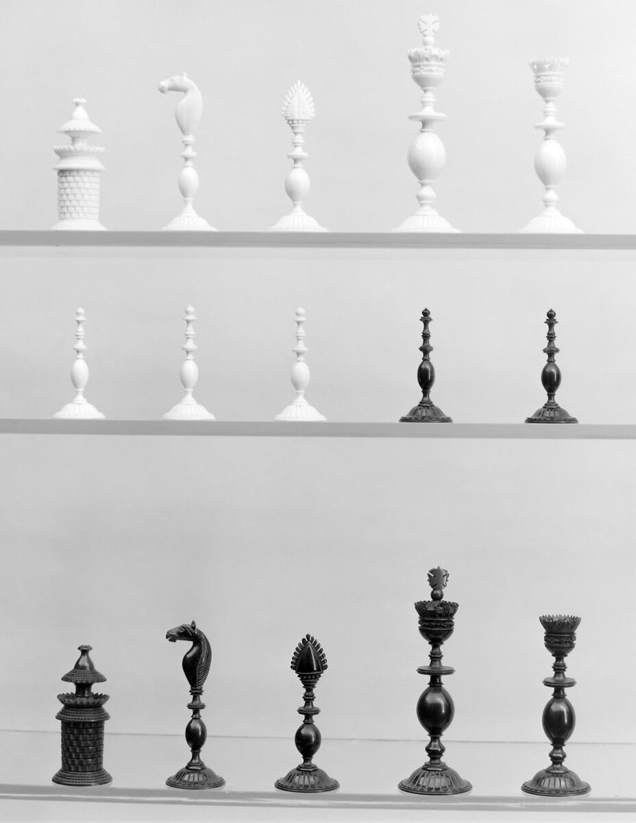 Chessmen (32), Ivory and whalebone, probably Indian, Madras Presidency 