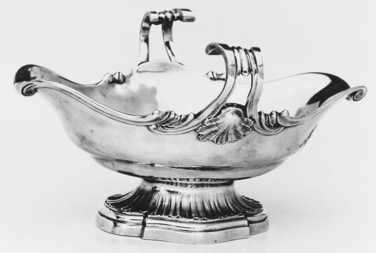 Sauceboat and stand, Jean François Thiébaud (French, active Salins, 1725–1803, master 1766), Silver, French, Salins