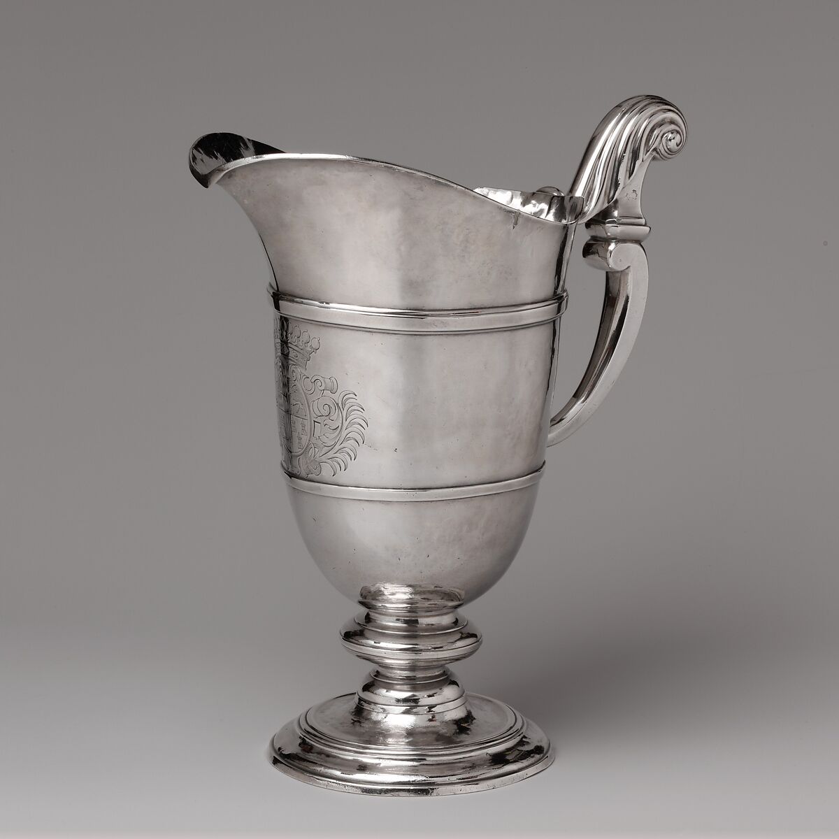 Ewer with the arms of the couple Jérôme de Lestang (1676-1700) and Marie Le Floch (1680-1734), I.V., Silver, French, Paris 