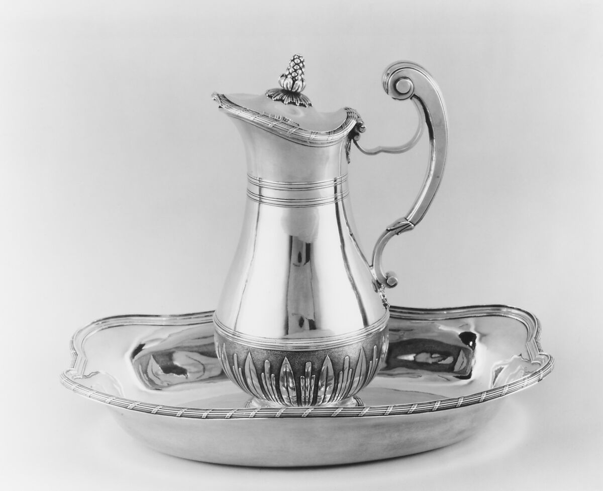 Ewer and basin, Pierre Miston (master 1730), Silver, French, Montpellier 