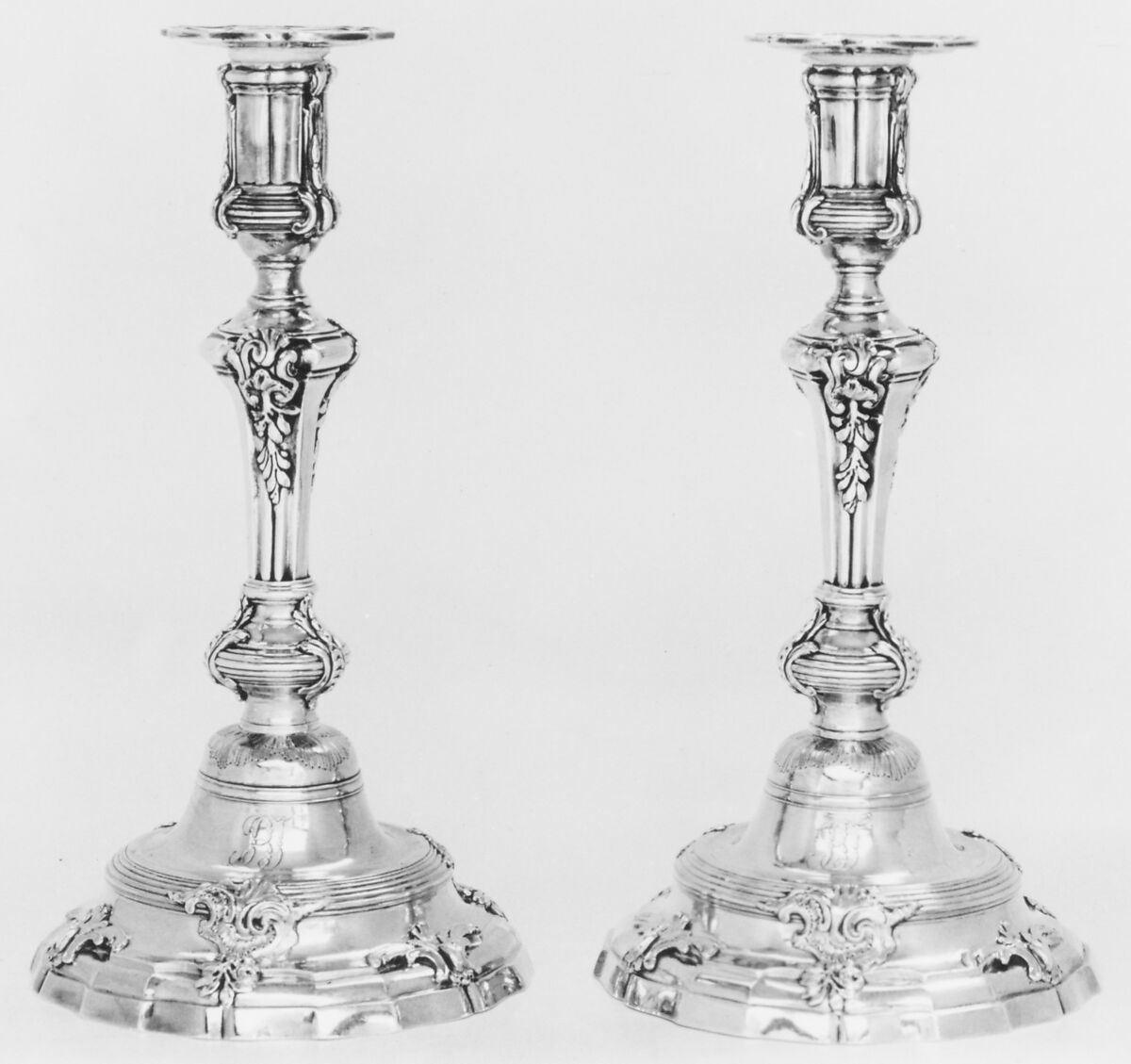 Pair of candlesticks, Michel II Delapierre (master 1737, recorded 1785), Silver, French, Paris 