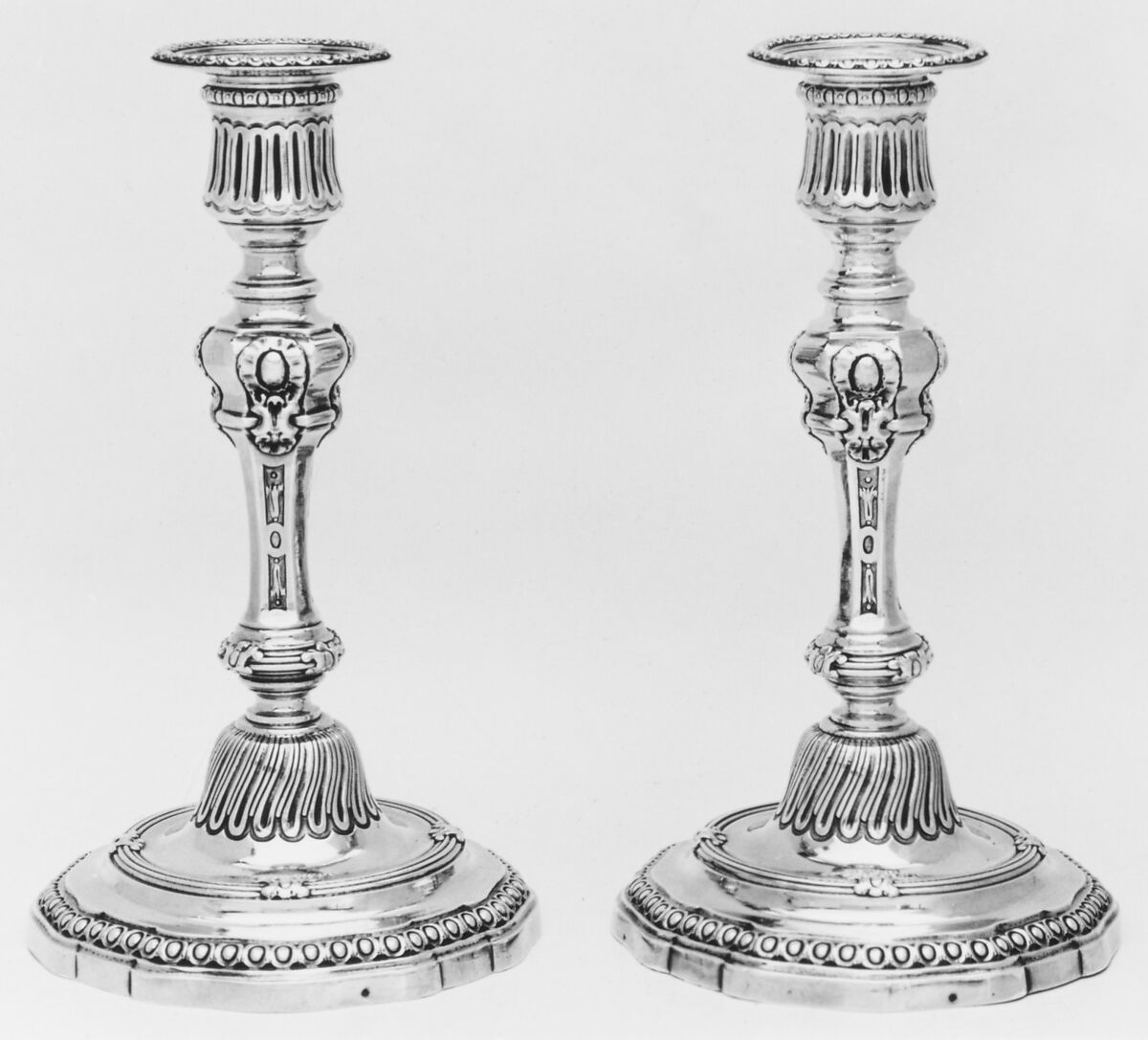 Pair of candlesticks, Jean-François Balzac (1711–1766, master by privilege of court service 1749, master in Paris guild 1755), Silver, French, Paris 