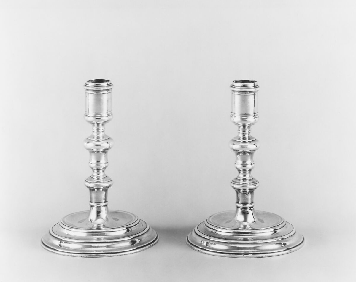 Pair of candlesticks, Silver, French, Montpellier 