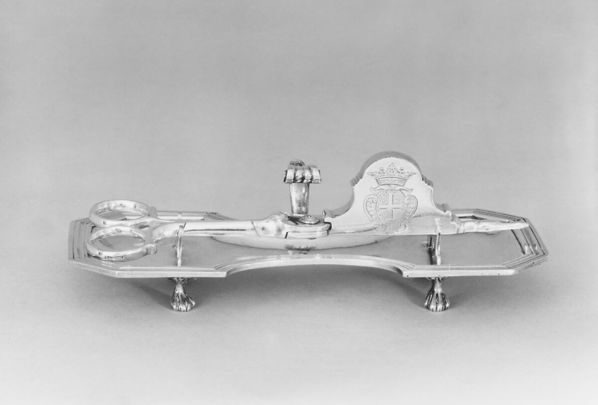 Snuffers and tray, Possibly Achille Bellanger (master 1703, recorded 1715), Silver, French, Paris
