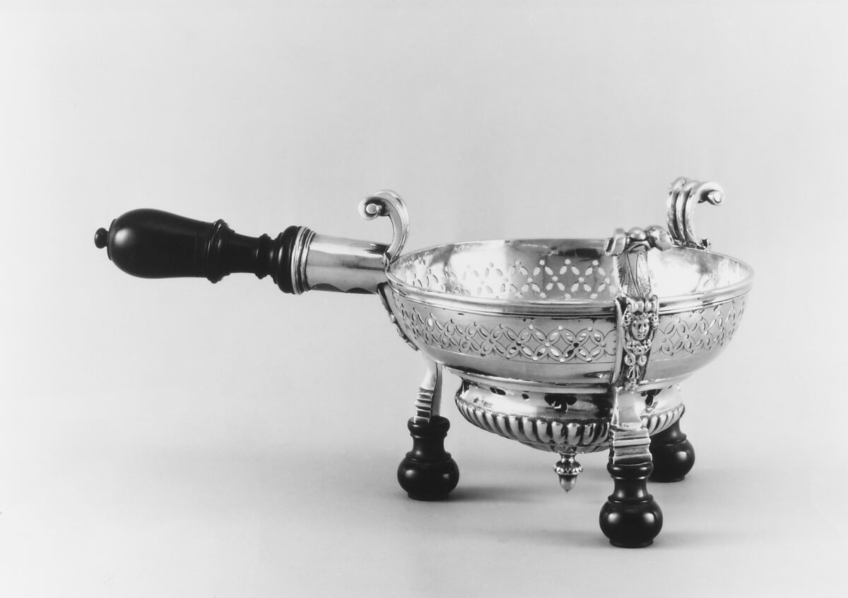 Brazier (one of a pair), L.B., Silver, ebony, French, Provincial
