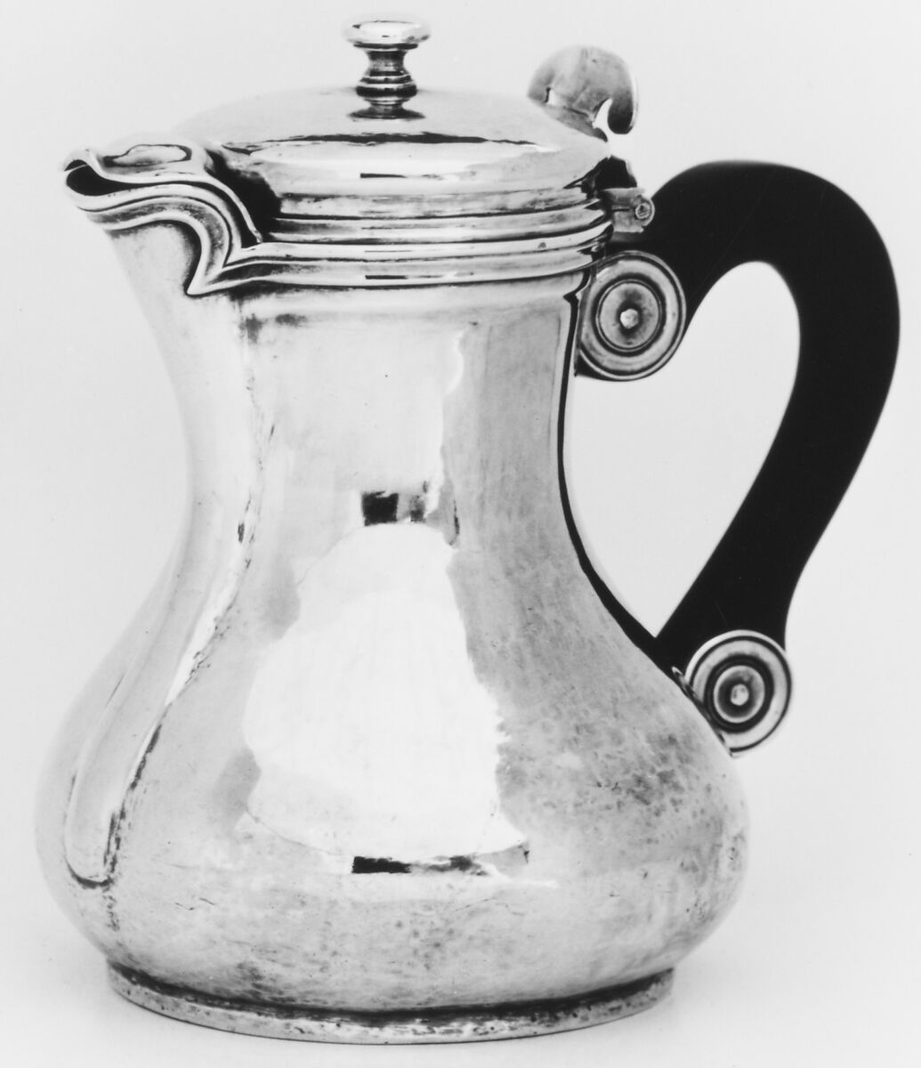 Coffeepot, Denys Frankson (French, master through service at Hôpital de la Trinité 1765, master Paris guild 1773, recorded 1791), Silver; ebony, French, Paris 