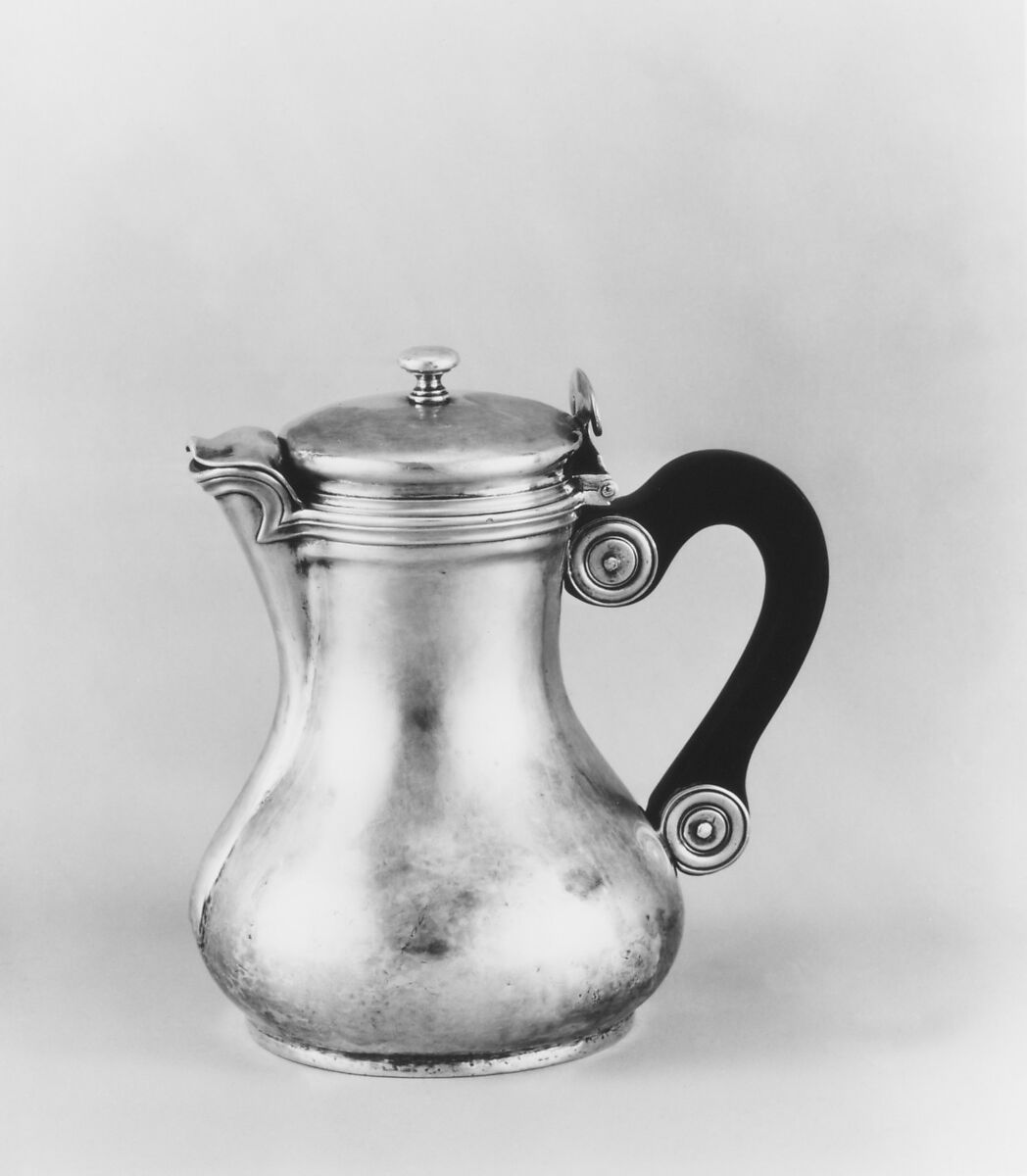 Coffeepot, Denys Frankson (French, master through service at Hôpital de la Trinité 1765, master Paris guild 1773, recorded 1791), Silver; ebony, French, Paris