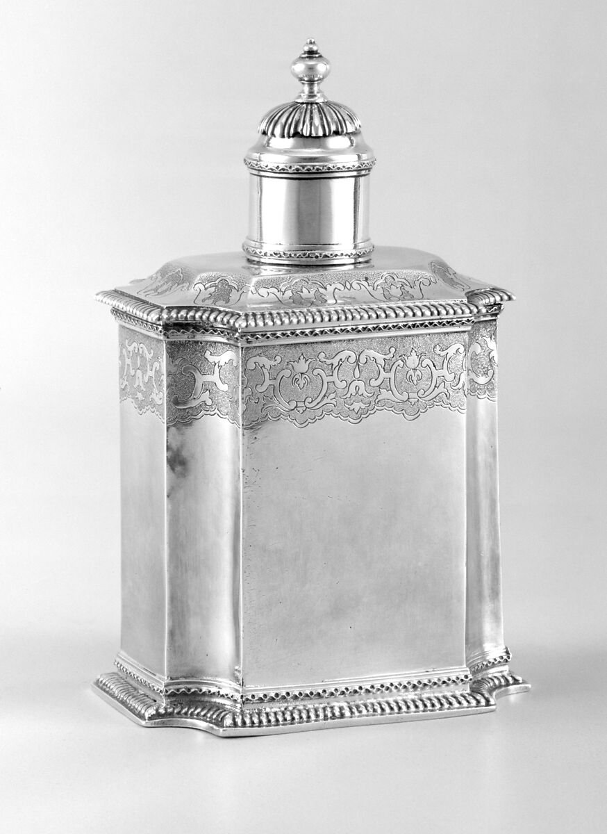 Tea caddy, Augustinus van der Steene (warden (?) ca. 1726), Silver, Flemish, Ypres (Ieper) 