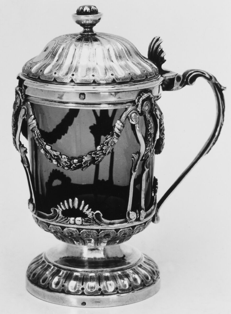 Mustard pot, Guillaume-François Rolland (master 1777, recorded 1781), Silver, glass, French, Paris 