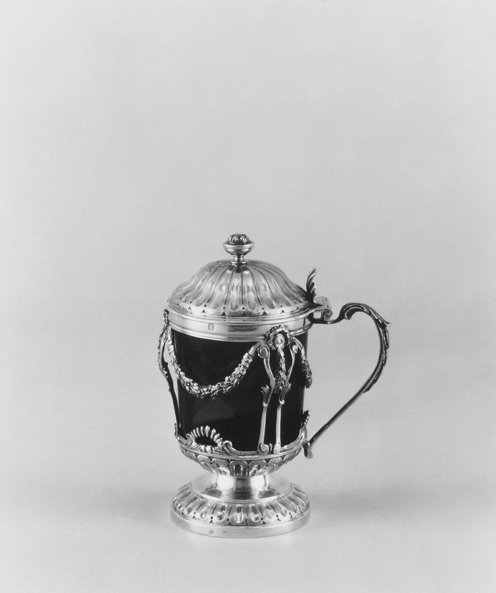 Mustard pot, Guillaume-François Rolland (master 1777, recorded 1781), Silver, glass, French, Paris
