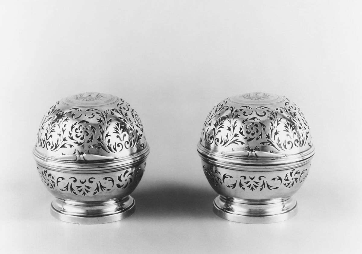 Pair of sponge boxes, Claude-Pierre Deville (master 1769, recorded 1783), Silver, French, Paris 