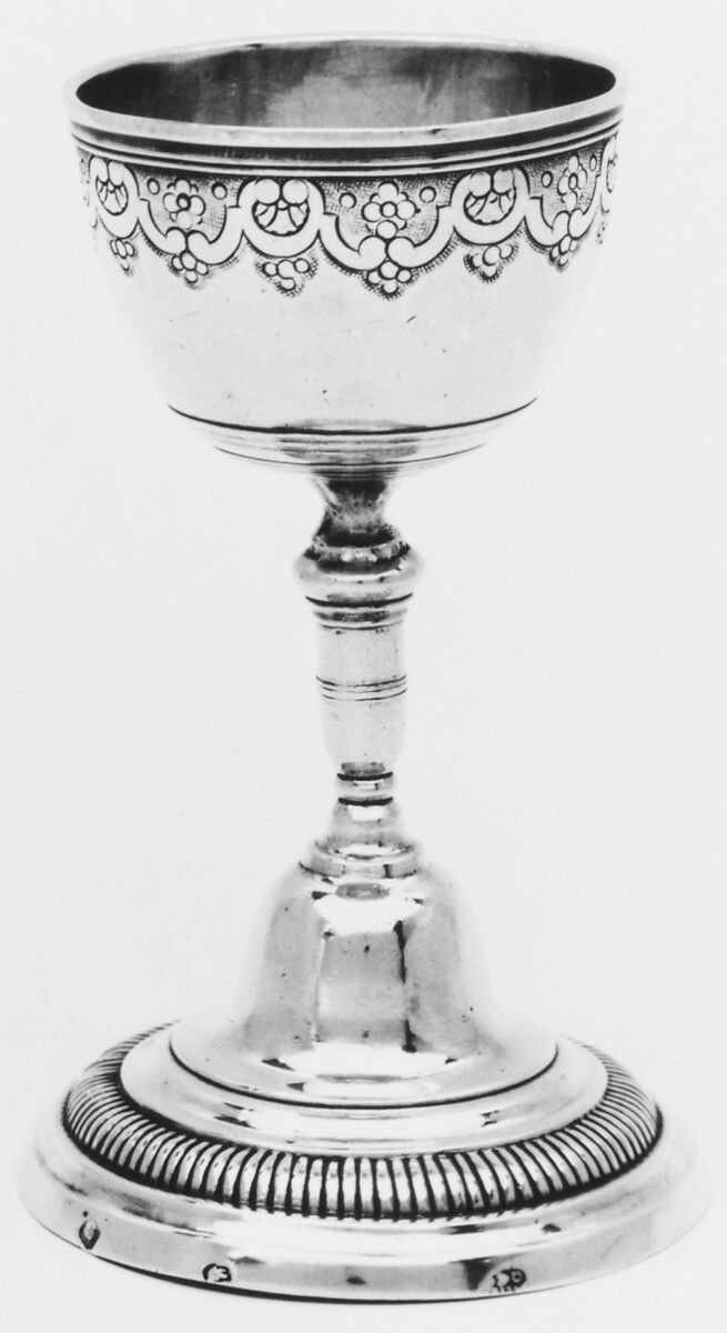Egg cup, Maker: probably Claude-François Gaucher (master 1728, died 1756), Silver, French, Paris 