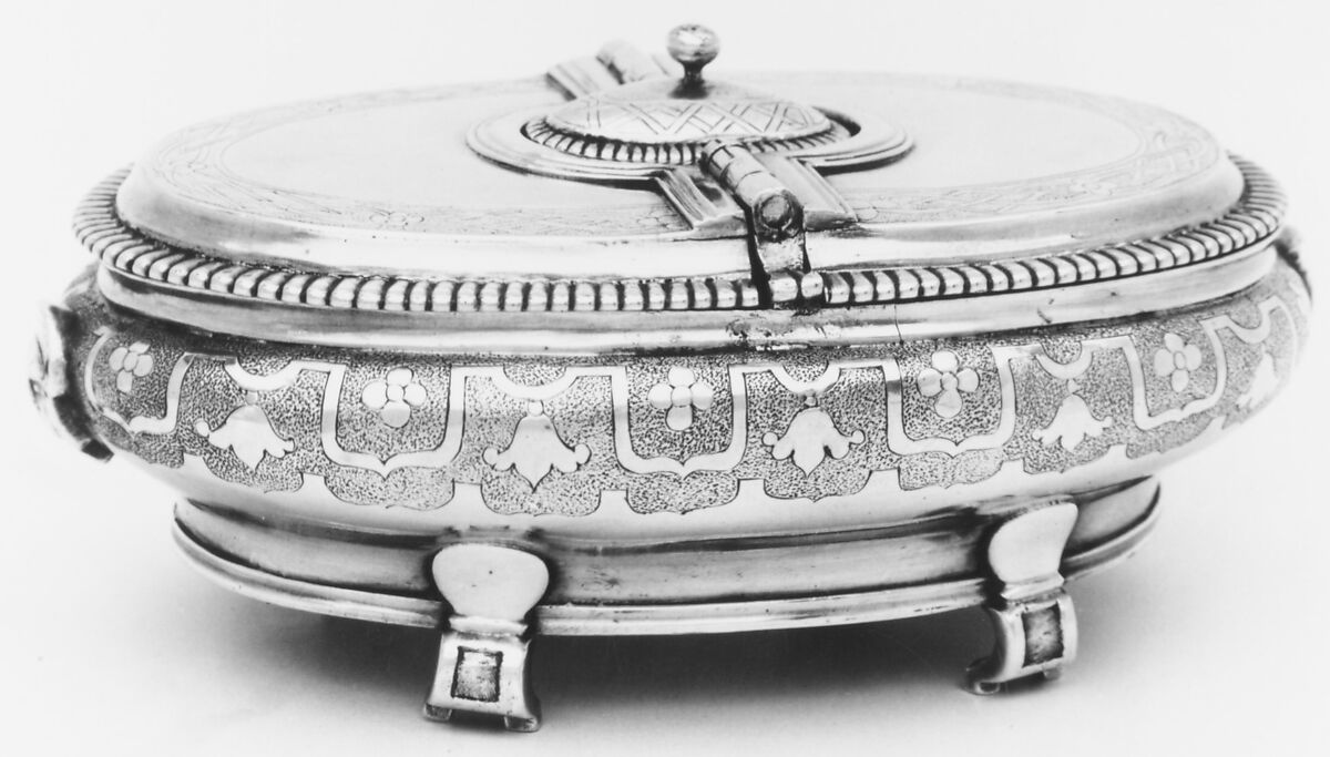 Spice box with grater, François Duran (master ca. 1740, died 1771), Silver, French, Narbonne (Perpignan Mint) 