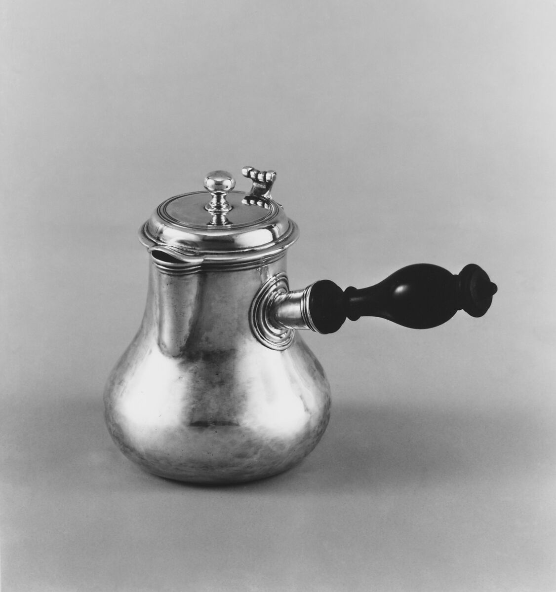 Hot milk pot (?), Silver; ebony, French, Paris