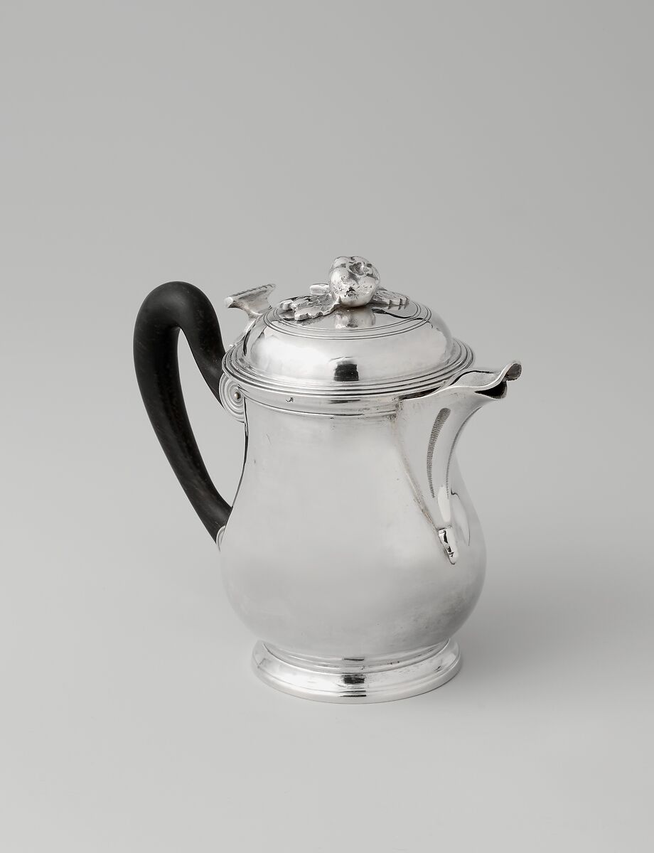Hot milk pot, probably François Girard (master 1769, active 1789), Silver; ebony, French, Rennes 