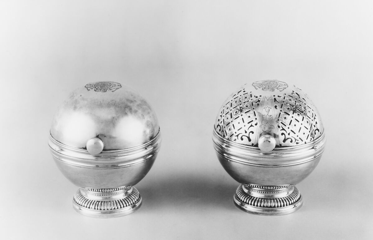 Soap and sponge boxes, Marked by C. Louis Gérard (1697–1759, master 1716), Silver, French, Douai (Lille Mint)