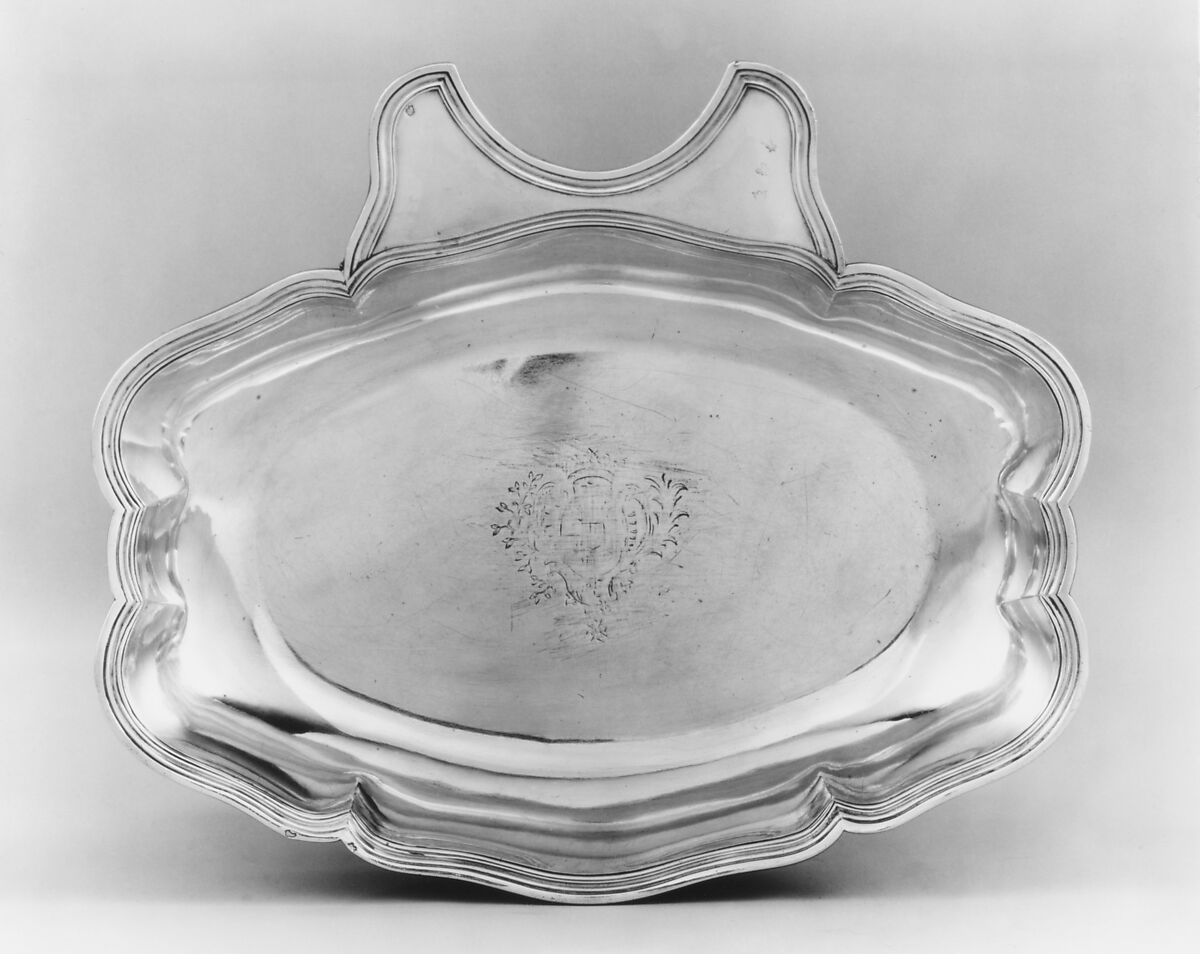 Basin with shaving attachment, Basin made by Jean Fauche (ca. 1706–1762, master 1733), Silver, French, Paris 