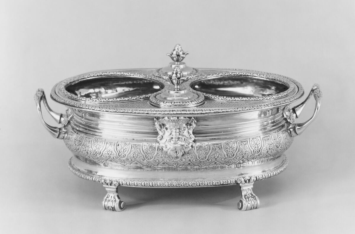 Cruet frame with later glass bottles, Richard Jarry (1678–1759, master 1708, retired 1756), Silver, French, Paris