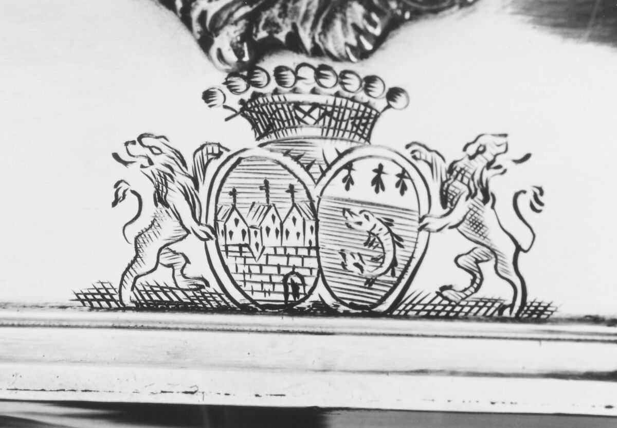 Cruet frame, Pierre-Noel David (master 1729), Silver; glass, French, Dôle (Besançon Mint)