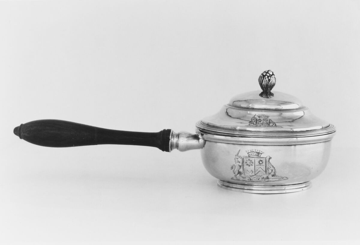 Casserole with cover, Jean-François-Nicolas Carron (master 1775, active 1806), Silver; wood, French, Paris 
