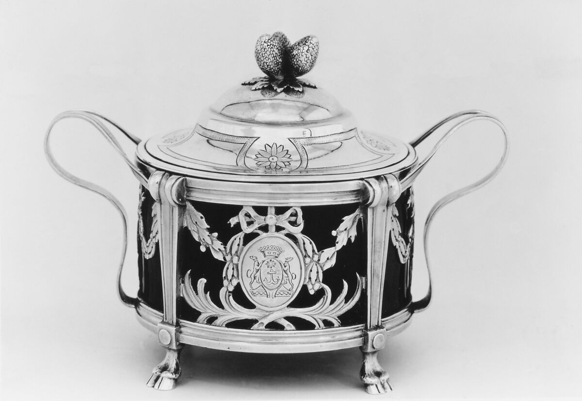 Sugar bowl, Pierre Benardié (or Berardier) (master 1775, active 1792), Silver; glass, French, Lyons 