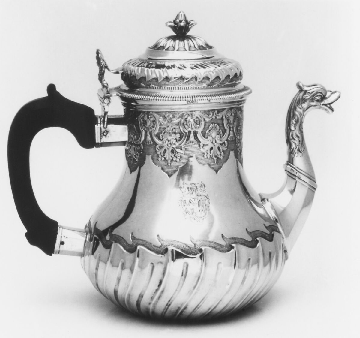 Teapot, Lille Mint, Silver, wood, French, Valenciennes