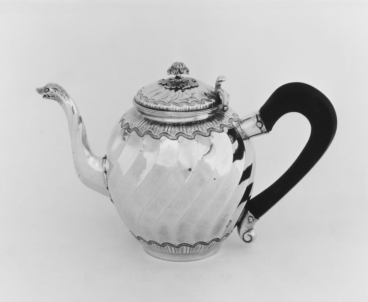 Teapot, Antoine Dutemple (born 1741, master 1768, retired 1779, recorded 1788), Silver; ebony, French, Bordeaux 