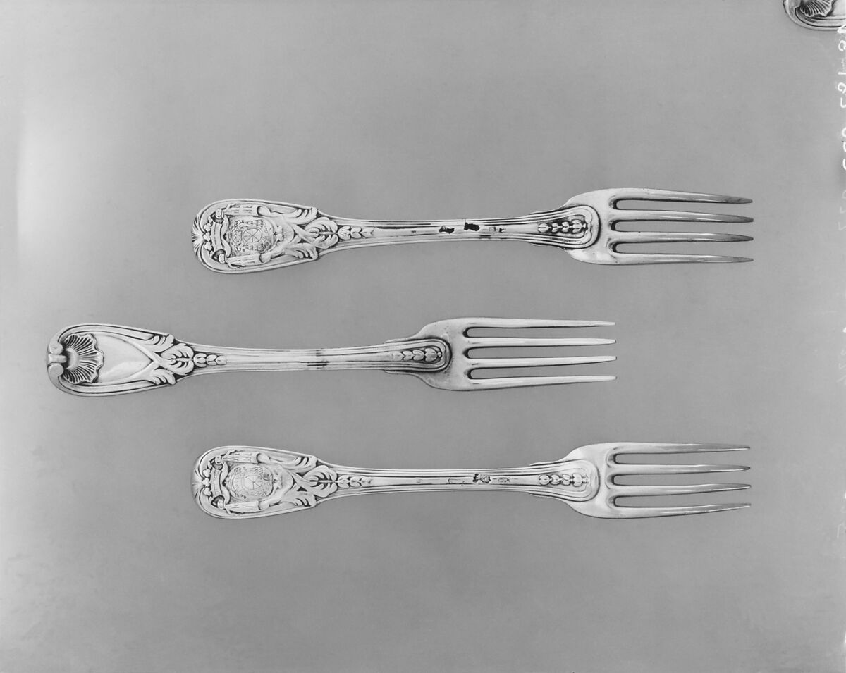 Set of six forks, Jacques Anthiaume (master 1758, died 1784), Silver, French, Paris 