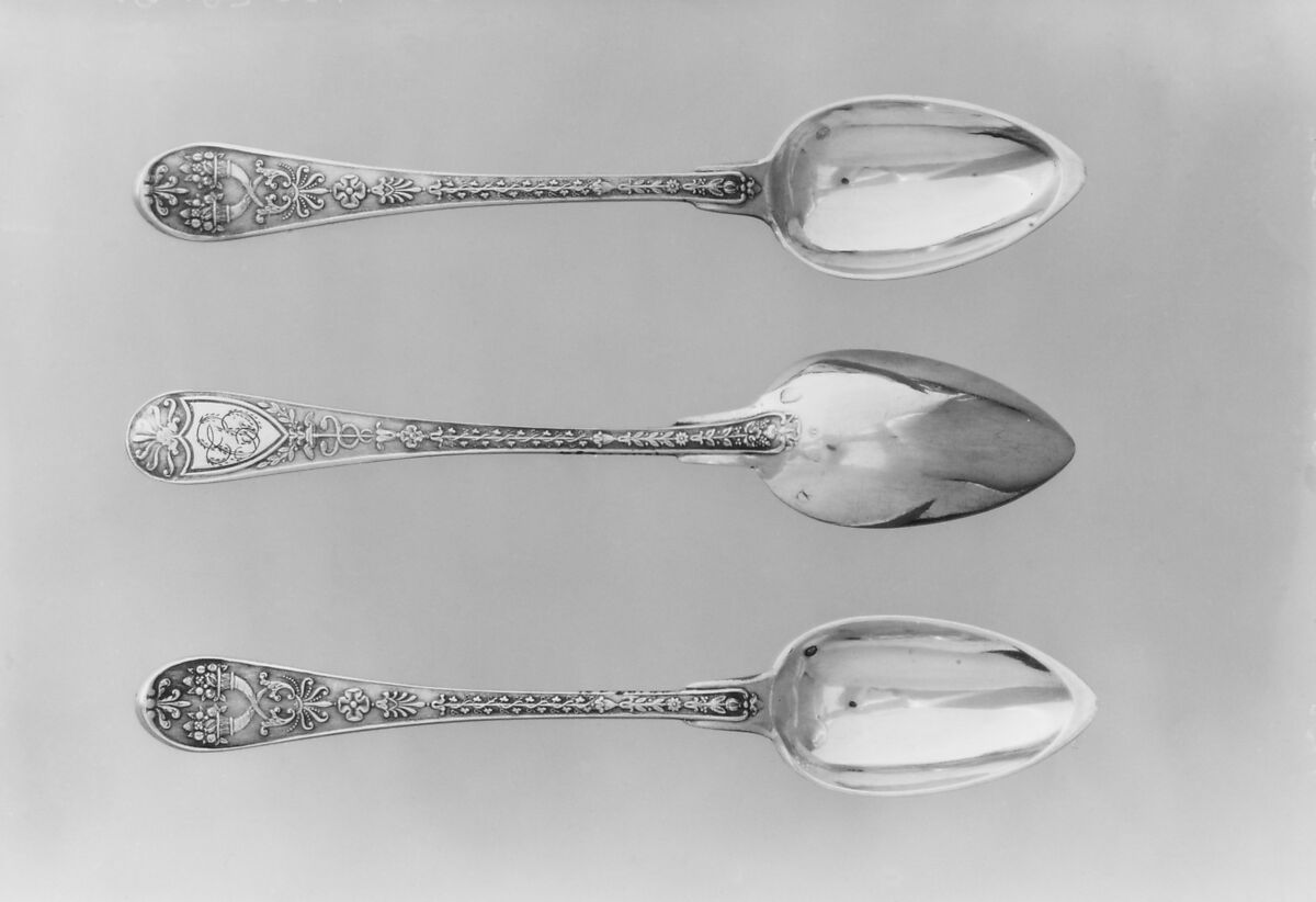 Set of six spoons, L.C., Silver gilt, French, Paris 