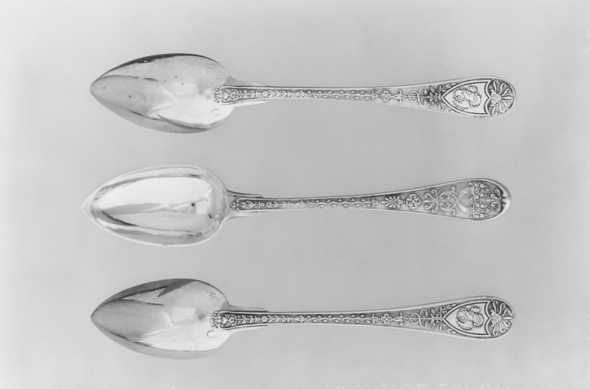 Set of six spoons, L.C., Silver gilt, French, Paris