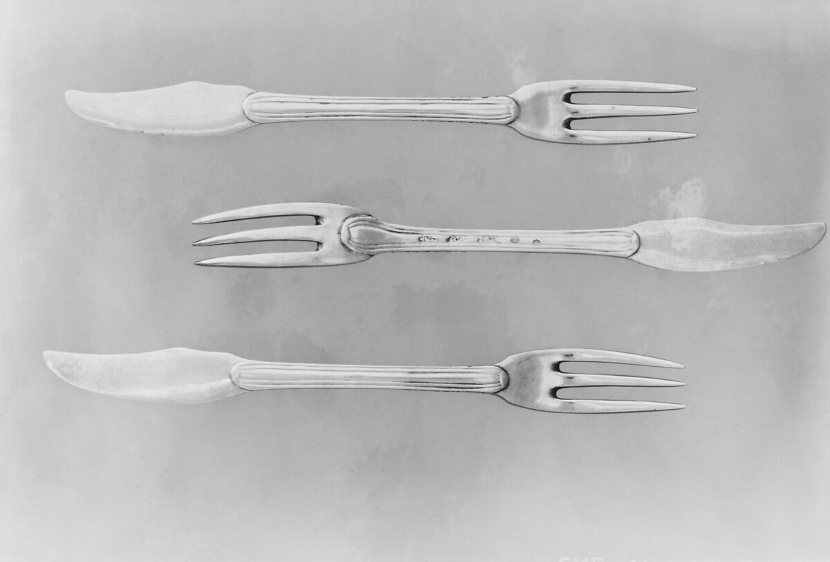 Fork with knife handle (one of six), Louis-Antoine Taillepied (born ca. 1734, master 1760, active 1806 (?)), Silver, French, Paris 