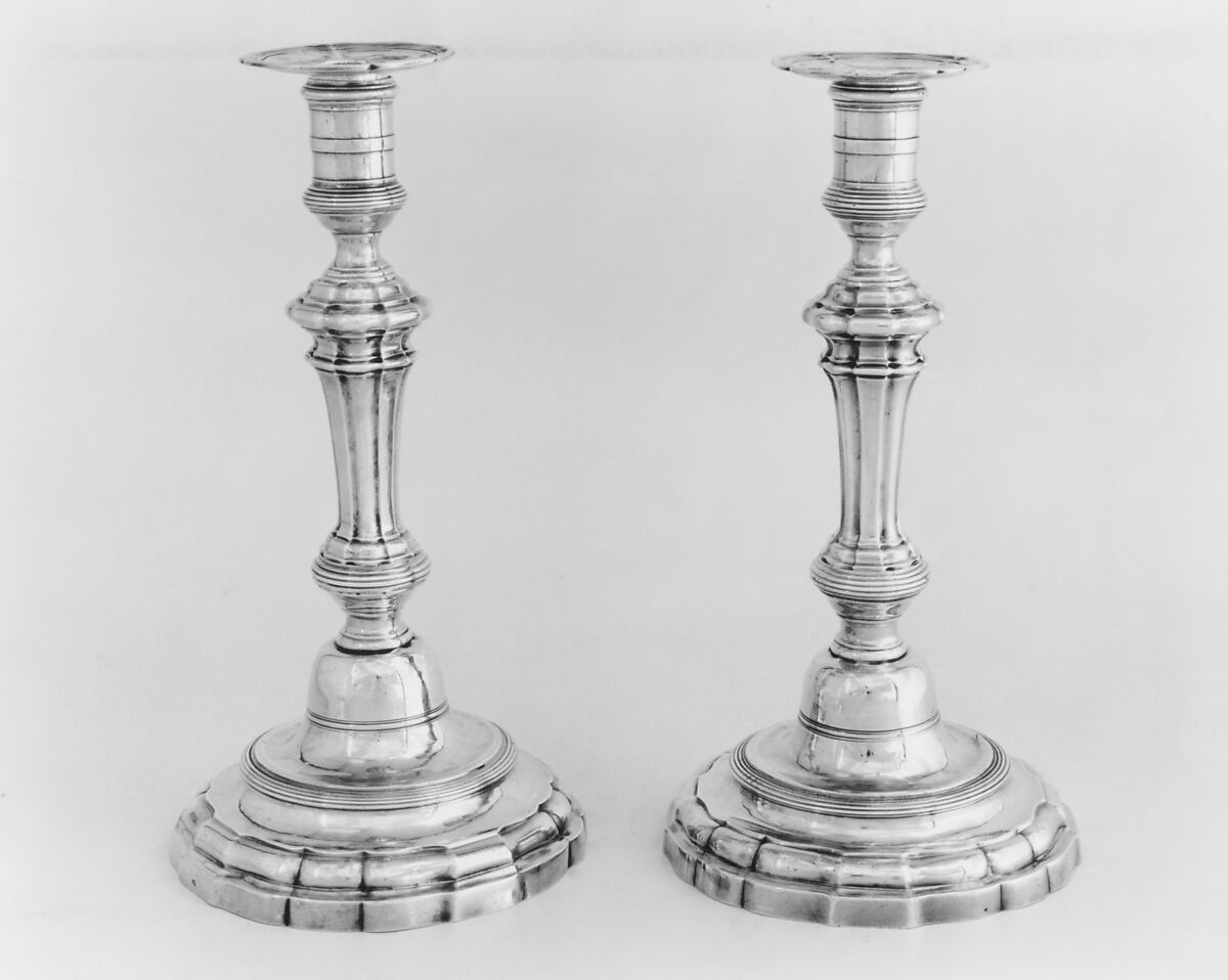 Pair of candlesticks, François Thomas Germain (French, Paris 1726–1791 Paris, master 1748), Silver, French, Paris 