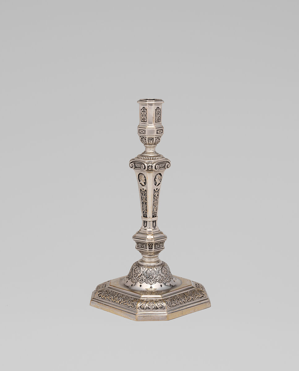 Pair of candlesticks, Jacques Demé (master in 1656), Silver, French, Paris