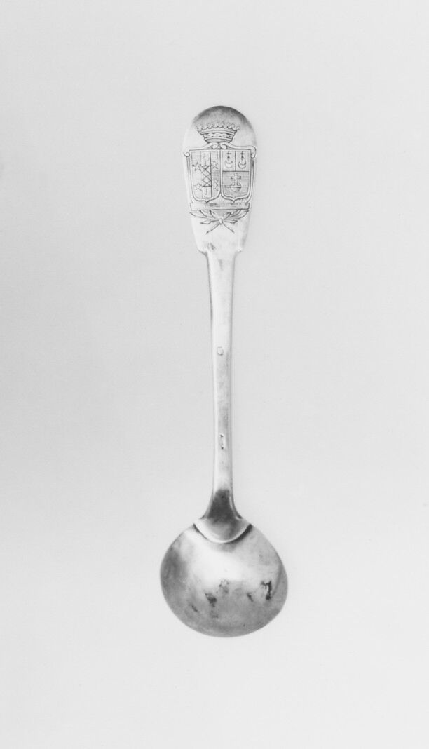Mustard spoon, Silver, French, Lyons