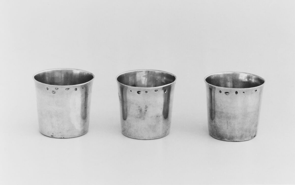 Set of three liqueur cups, Jean-François Roumier (master 1788, recorded 1793), Silver, French, Paris 
