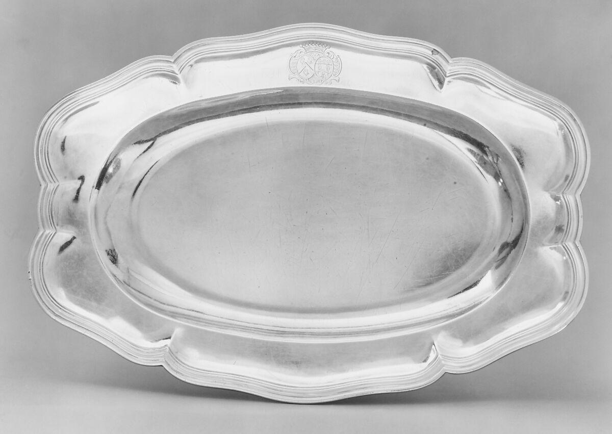 Oval dish, Claude Laurent (master 1724, died 1746), Silver, French, Paris