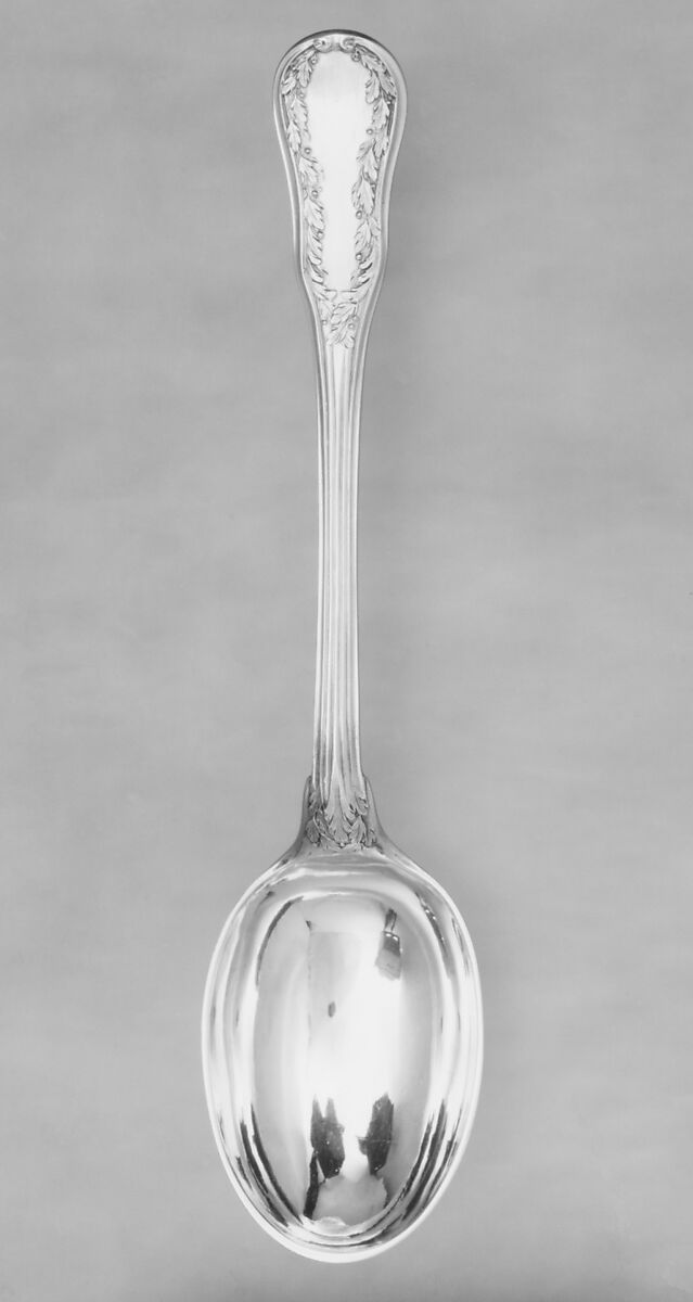 Serving spoon, Jean-Etienne Langlois (master 1770, active 1793), Silver gilt, French, Paris 