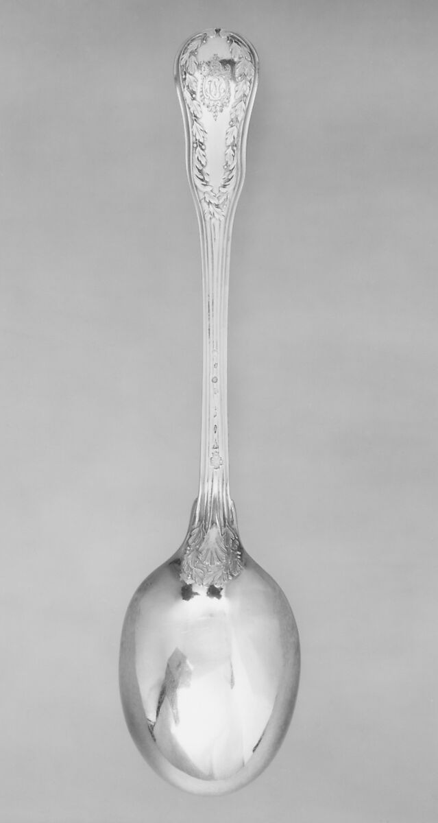 Serving spoon, Jean-Etienne Langlois (master 1770, active 1793), Silver gilt, French, Paris