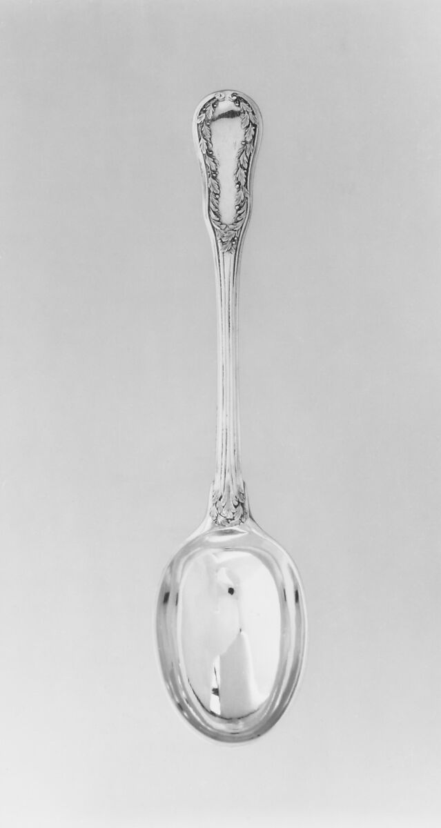 Serving spoon, Jean-Etienne Langlois (master 1770, active 1793), Silver gilt, French, Paris